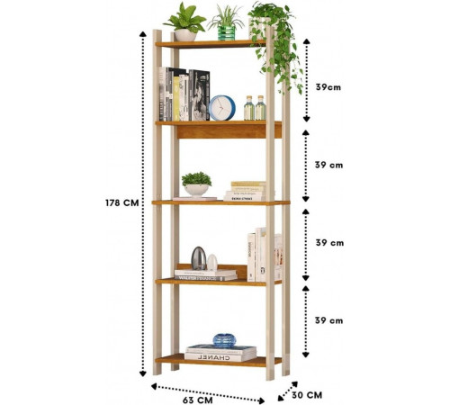 Стеллаж 5 полками, дуб Сонома — стиль лофт и надежность
