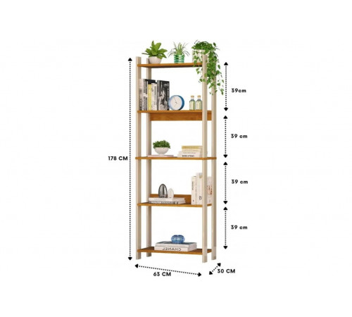 Стеллаж 5 полками, дуб Сонома — стиль лофт и надежность
