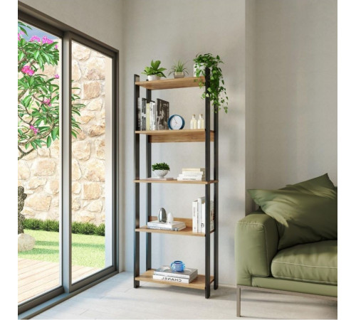 Стеллаж 5 полками, дуб Сонома — стиль лофт и надежность