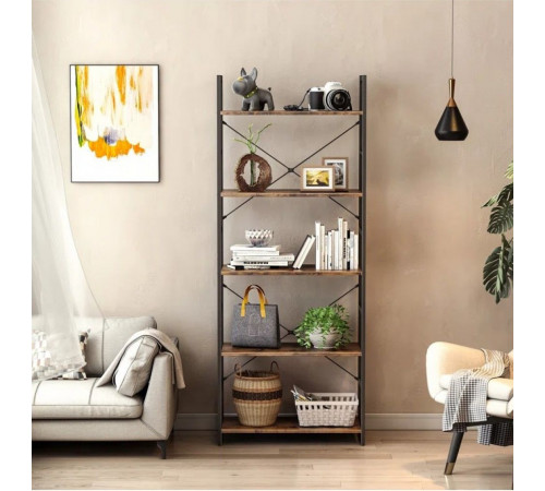 Стеллаж 5 полок Landrienne с металлическим каркасом, 158×60×30 см