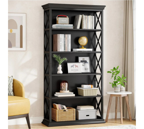 Стеллаж 6-ярусный с X-узорами - 180×83×32 см