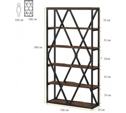 Стеллаж 6-ярусный Etagere 12 MSM – вместительный и элегантный стеллаж в стиле лофт