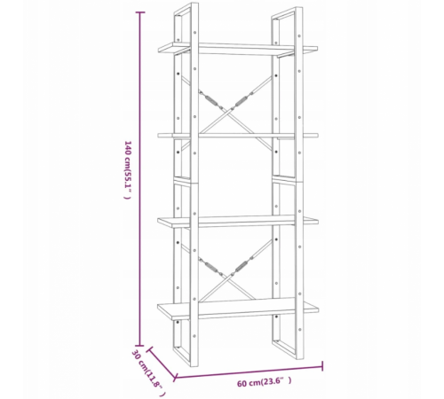 Стеллаж 60×30×140 см – компактный и стильный лофт-вариант.