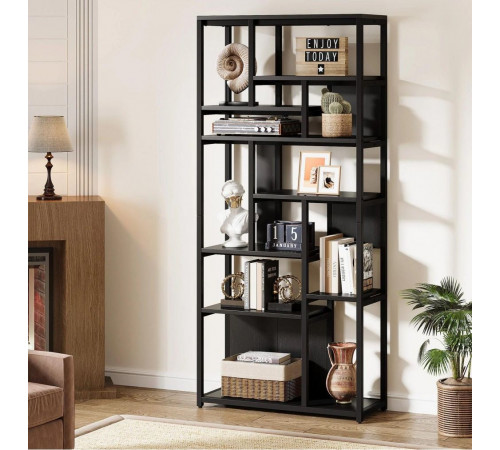 Стеллаж 8-ярусный Etagere 8, черный - высота 180 см, ширина 80 см.