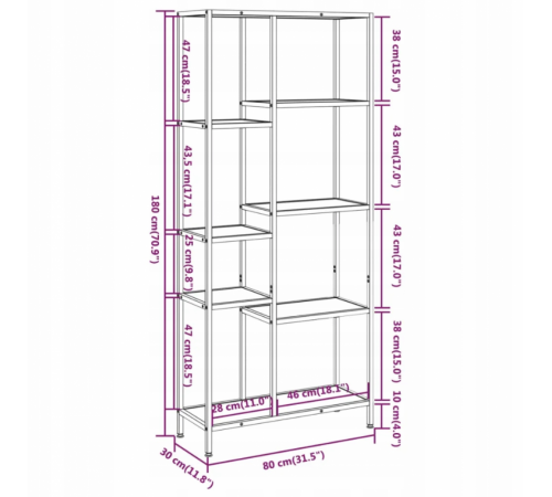 Стеллаж 80×30×180 см — вертикальный стеллаж MSM.