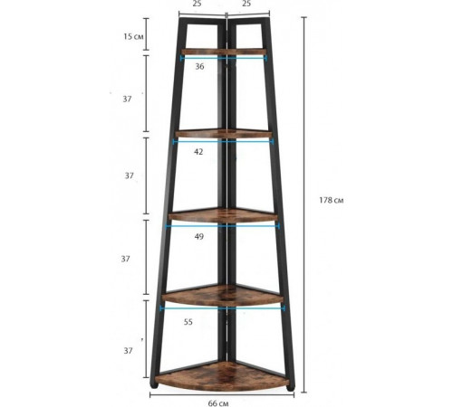 Стеллаж Berks MSM – узкий 5-ярусный стеллаж 178×66×25 см