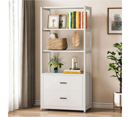 Стеллаж Etagere 4-ярусный с 2 ящиками, белый