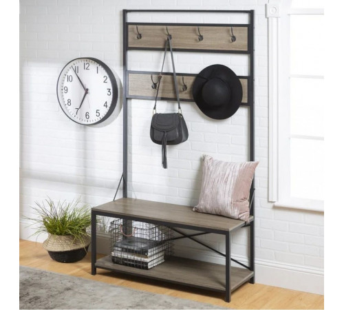 Стеллаж Everheart со скамейкой и местом для хранения обуви