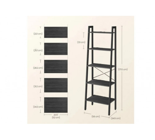 Стеллаж Jabari - 5-ярусная лестница с Х-дугами.