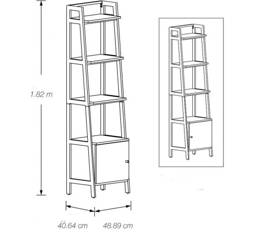 Стеллаж Lancaster — 182×48,9×40,6 см, вариант светлый/темный