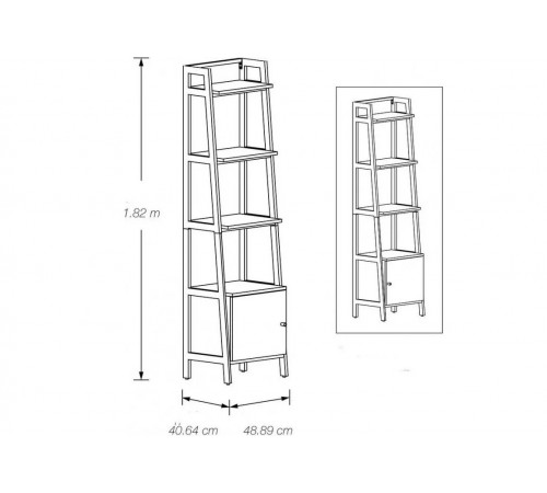 Стеллаж Lancaster — 182×48,9×40,6 см, вариант светлый/темный