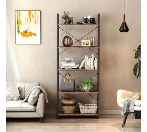 Стелаж 5 полиць Landrienne з металевим каркасом, 158×60×30 см
