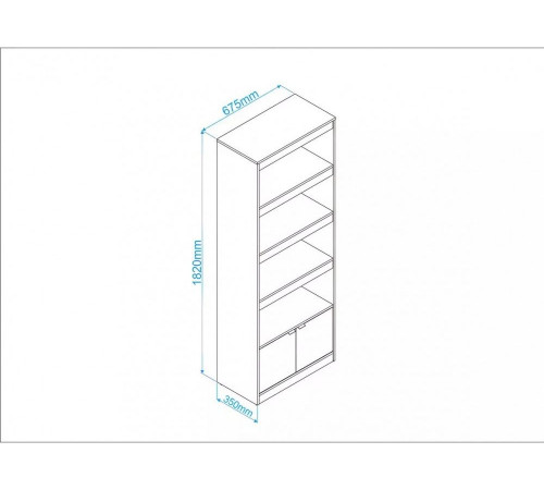 Стелаж New 5 — 4 полиці та шафка, 182×67,5×35 см