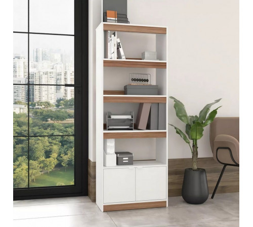 Стелаж New 5 — 4 полиці та шафка, 182×67,5×35 см