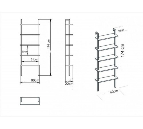 Стелаж Rother — драбина-стелаж 174×60×22 см