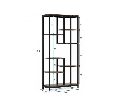 Стеллаж SKIFF 8, черного цвета, 8 полок