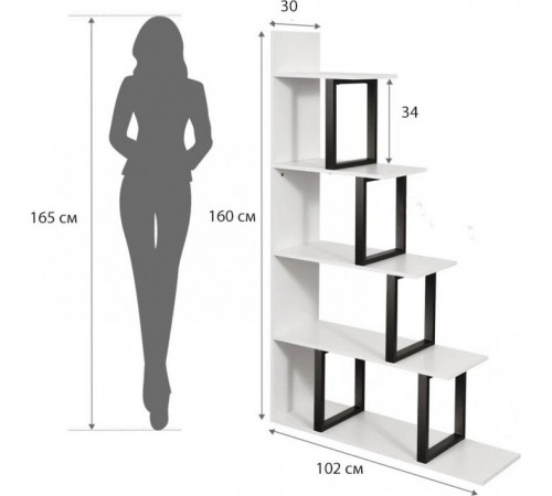 Стеллаж Sorren MSM – стильный L-образный стеллаж с 5 полками.