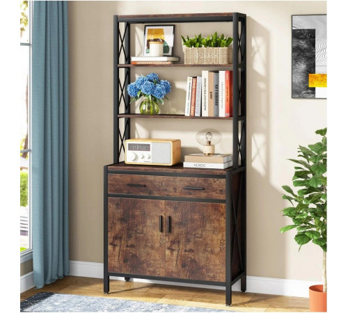 Стеллаж SKIFF 2, 4-ярусный, с ящиком и тумбой