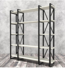 Стеллаж Айсберг 160х182-4 v4 черный/белый MSMLOFT