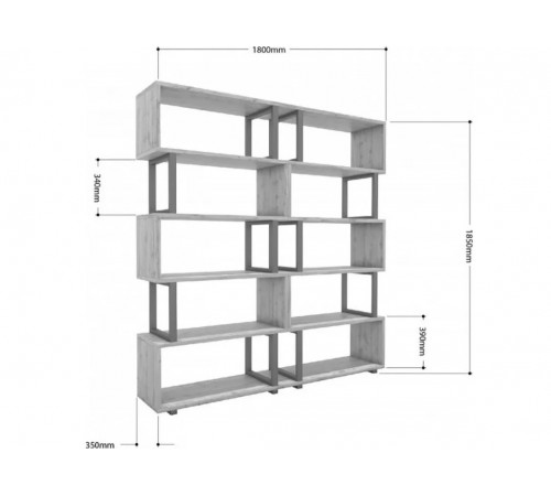 Стеллаж Айсберг 180×190 см — черный/белый