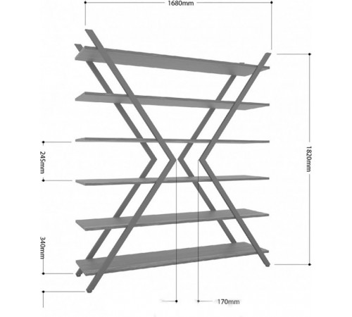Стеллаж Айсберг Лофт ИКС – черный каркас, белые полки