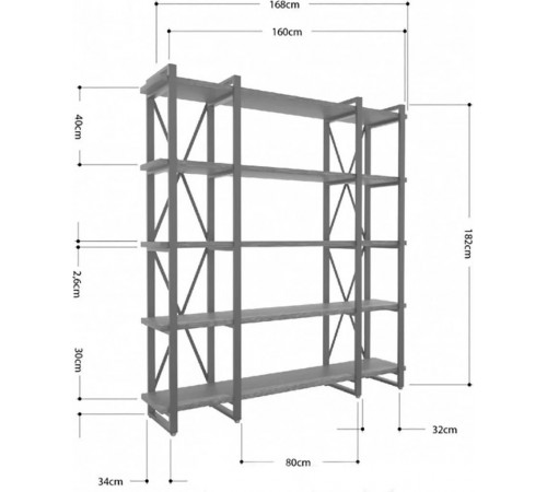 Стеллаж Айсберг Лофт 160×182-4 v3, Белый — большой стильный лофт стеллаж