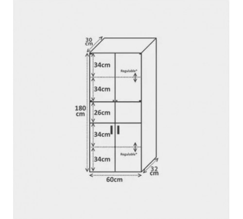 Стелаж Амфора — фасад з дверцятами та відкриті полиці, 180×60×32 см