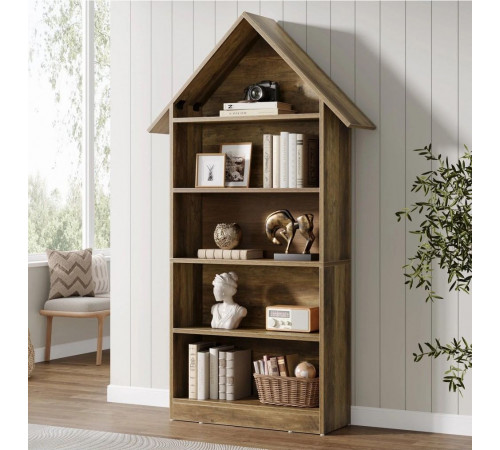 Дизайнерский 5-ярусный стеллаж – 200×80×30 см, арочный стиль