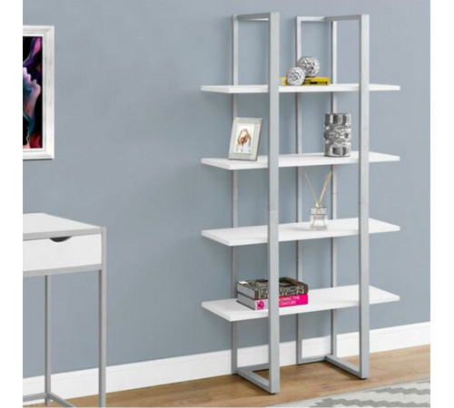 Стеллаж MSMLOFT 4 полки — металлический каркас, белый/серебристый (150×80×35 см)