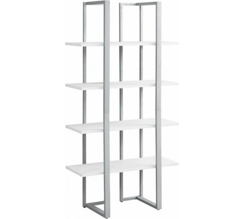 Стеллаж MSMLOFT 4 полки — металлический каркас, белый/серебристый (150×80×35 см)