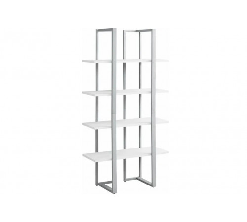 Стеллаж MSMLOFT 4 полки — металлический каркас, белый/серебристый (150×80×35 см)