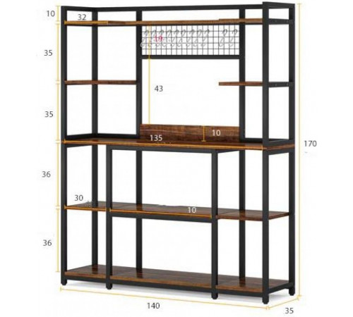 Стеллаж для хранения с 11 крючками 5-ярусный