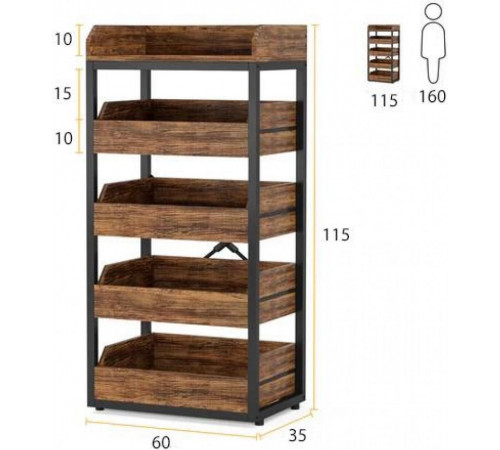 Стеллаж с 5 ящиками для фруктов и овощей – компактная организация пространства