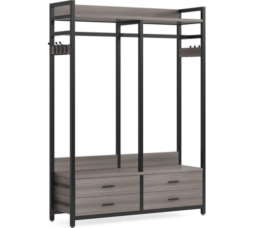 Стеллаж-органайзер, вешалка для одежды с ящиками и полками