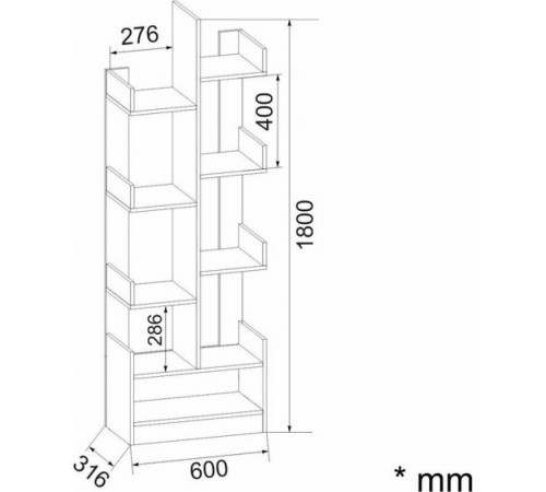 Стеллаж Компанит П-39 — открытые полки в Дубе Сонома