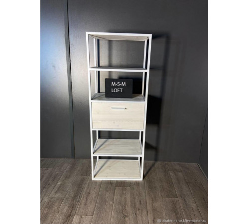 Стеллаж с выдвижным ящиком — 160×60×40 см, ДСП + металл