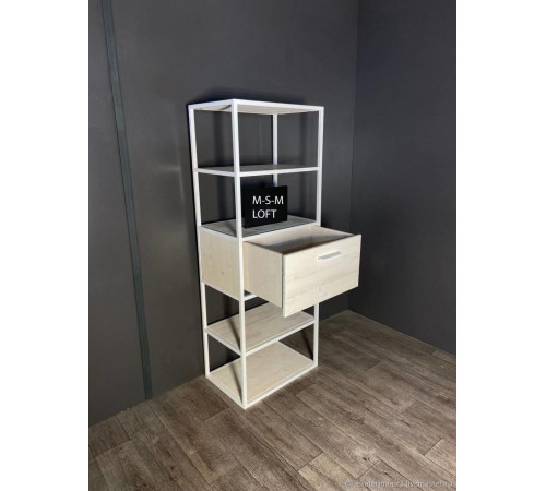 Стеллаж с выдвижным ящиком — 160×60×40 см, ДСП + металл