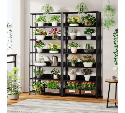 6-ярусный черный стеллаж с открытыми полками - стиль LOFT