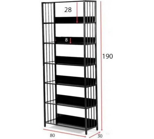 6-ярусный черный стеллаж с открытыми полками - стиль LOFT