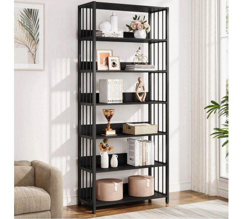 6-ярусный черный стеллаж с открытыми полками - стиль LOFT