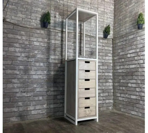 Стеллаж с ящиками 200×45×50 см — функциональный LOFT-стеллаж