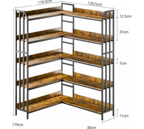 Стеллаж L-образный — открытый LOFT-стеллаж для дома.