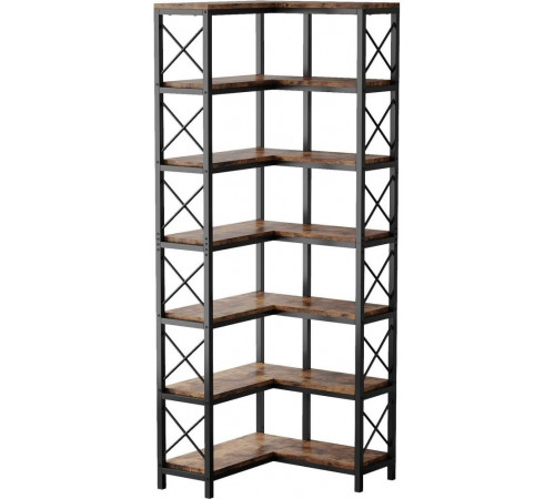 Стеллаж угловой, дуб сонома/черный металл