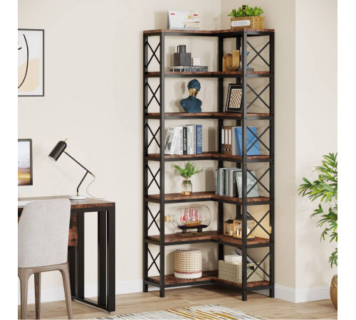 Стеллаж угловой, дуб сонома/черный металл