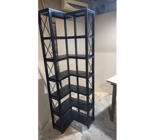 Стеллаж угловой, дуб сонома/черный металл