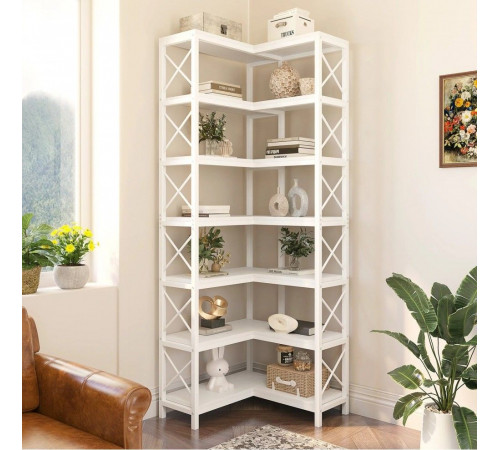 Стеллаж угловой, дуб сонома/черный металл