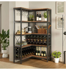 Стеллаж угловой барный для хранения алкогольных напитков и бокалов