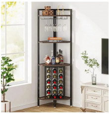 Стеллаж угловой с подставкой для стаканов и полками для хранения 4-уровневый