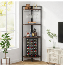 Стеллаж угловой с подставкой для стаканов и полками для хранения 4-уровневый