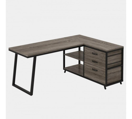 Стіл L-подібний із 3 шухлядами та полицями — 135×50×75 см